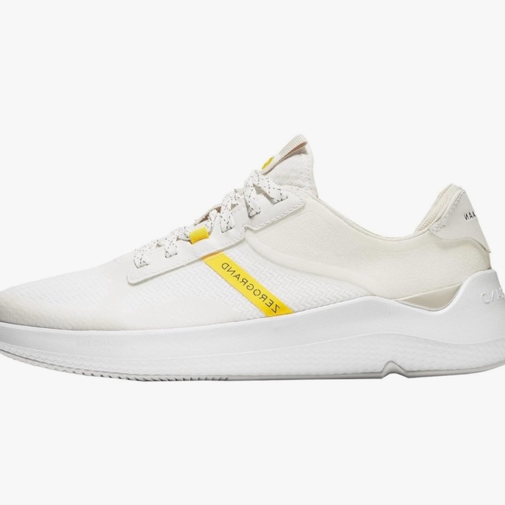 Cole Haan White and Yellow ZeroGrand Sneakers